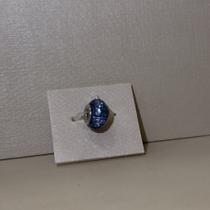 Berloque separador facetado azul aço inox