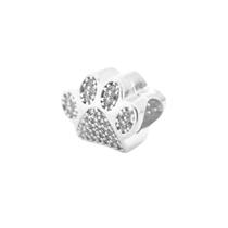 Berloque Separador Pata de Cachorro Cristal Banhado a Prata Berloque Separador Pata de Cachorro Cristal Banhado a Prata