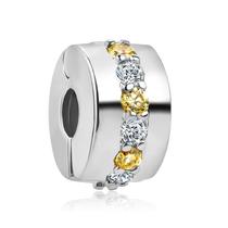 Berloque SEPARADOR PEDRAS BRAN/AMA em Prata S925 para pulseiras modelo Pandora ou Vivara