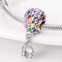 Berloque Separador Pingente Balao Casa Viagem Prata 925 Prata