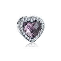 Berloque Separador Prata 925 Coração Pedra Roxo Legitimo