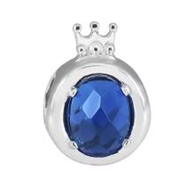 Berloque Separador Zircônia Azul com Coroa Aço Inox