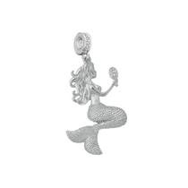 Berloque sereia banhado à rhod cravejado micro zircônia