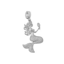 Berloque sereia banhado à rhod cravejado micro zircônia