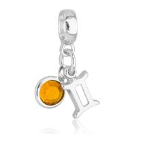 Berloque Signo Gêmeos Banhado a Prata 925