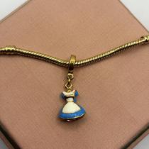 Berloque Vestido Azul Alice Banhado a Ouro Berloque Vestido Azul Alice Banhado a Ouro