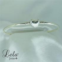 Berloqueira bracelete prata 925 com fecho coração liso Berloqueira bracelete prata 925 com fecho coração liso