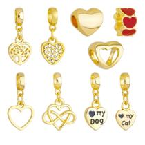 Berloques Coração Amor Love Banhado a Ouro 18k