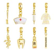 Berloques Odontologia Dentista Odonto Banhado a Ouro 18k Berloques Odontologia Dentista Odonto Banhado a Ouro 18k