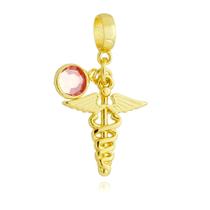 Berloques Profissões Profissão Com Cristal Strass Banhado a Ouro 18k