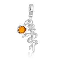 Berloques Profissões Profissão Com Cristal Strass Banhado a Prata 925