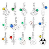 Berloques Profissões Profissão Com Cristal Strass Banhado a Prata 925