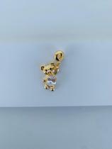 Berloques semi joia prata 925 e ouro 18k urso cristal vidro