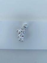 Berloques semi joia prata 925 e ouro 18k urso cristal vidro