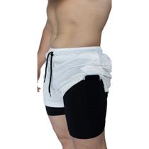 Bermuda 2 Em 1 Short Duplo Esportivo Com Bolso Academia Run