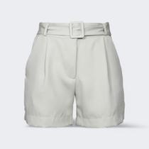 Bermuda Alfaiataria Cinto Branco em Algodão Bermuda Alfaiataria Cinto Branco em Algodão