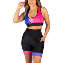 Bermuda Aurora Poliamida e Elastano Cabani Sports Estampado Feminino