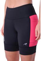 Bermuda Authen Grit Bossa 18cm - feminino - preto e rosa Bermuda Authen Grit Bossa 18cm - feminino - preto e rosa