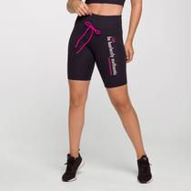 Bermuda Authentic Preta Poliamida Estampada com Lacinho Rosa Bermuda Authentic Preta Poliamida Estampada com Lacinho Rosa