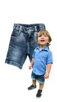 Bermuda Azul Escura Infantil Jeans Masculina De Algodão