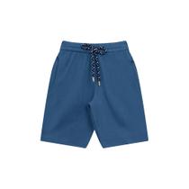 Bermuda Básica Infantil Menino Com Bolso Em Moletom E Cadarço Funcional - Azul Oceano