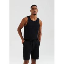 Bermuda Básica Masculina Reta Em Moletom Preto P Hering