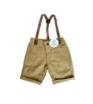 Bermuda Bege com Suspensório P (2-3 Anos)