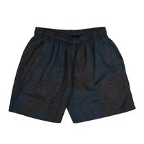 Bermuda Boxer Infantil Tactel Preto Folhas Cinza/Azul Ogochi