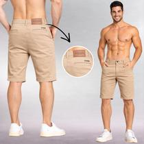 Bermuda Brim Masculina Sarja Sport Fino Slim Com Elastano Casual