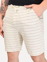 Bermuda Calvin Klein Jeans Masculina Cordão Cotton Stripes Off White Tamanho:40
