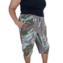 Bermuda Capri Feminina Estampada em Poliéster e Elastano - Conforto e Estilo Bermuda Capri Feminina Estampada em Poliéster e Elastano - Conforto e Estilo