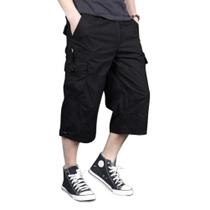Bermuda Capri Masculina MAGNIVIT Cargo Longa em Algodão Preta Tamanho 34 Bermuda Capri Masculina MAGNIVIT Cargo Longa em Algodão Preta Tamanho 34