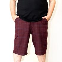 Bermuda Cargo de Cós Sarja Xadrez para Cinto Sem Elástico - Ref 102725