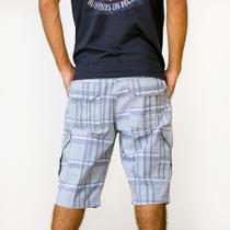 Bermuda Cargo de Cós Sarja Xadrez para Cinto Sem Elástico - Ref 102739 Bermuda Cargo de Cós Sarja Xadrez para Cinto Sem Elástico - Ref 102739