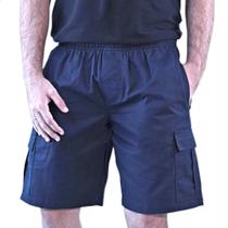 Bermuda Cargo Masculina Brim 5 Bolsos Com Elástico Casual