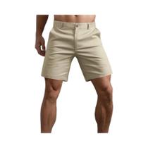 Bermuda Cargo Masculina Casual De Verão Respirável Cor Sólida Cintura Elástica Esportiva Para