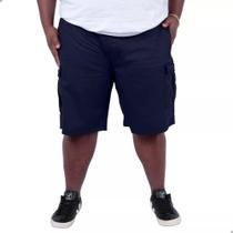 Bermuda Cargo Masculina Plus Size Brim Com Elástico Casual Bermuda Cargo Masculina Plus Size Brim Com Elástico Casual