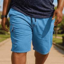 Bermuda Cargo Masculina Plus Size Extra Grande Jeans com Elastano Cós de Elástico com Cadarço Bermuda Cargo Masculina Plus Size Extra Grande Jeans com Elastano Cós de Elástico com Cadarço