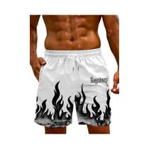 Bermuda Casual Masculina Leve E Respirável Com Estampa 3D De Chamas Verão 2025 Macia E Confortável
