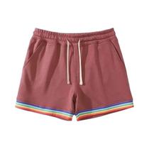 Bermuda Casual Masculina plus Size Em Cores Arco-Íris Para O Verão, Comprimento Três Quartos, Calças