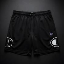 Bermuda Champion Basket Mesh Logo Giga Black - Estilo Streetwear Premium Bermuda Champion Basket Mesh Logo Giga Black - Estilo Streetwear Premium