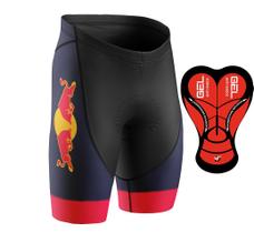 Bermuda Ciclismo Forro Gel D80 Preto Mtb Bike Red Bull