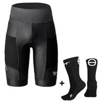 Bermuda ciclismo masculina Free Force Endurance Gel + meia