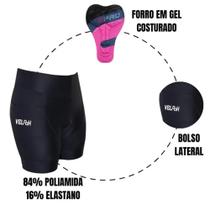 Bermuda ciclismo velooh feminina gel d80 com bolso lateral