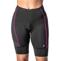 Bermuda Ciclista Poker Com Bolso Gel Max Comfort Preto e Rosa - Feminina