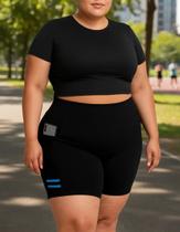 Bermuda Ciclista Suplex Bolso Lateral Cós Alto Com Plus Size