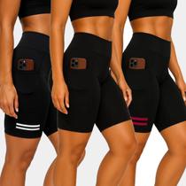 Bermuda Ciclista Suplex Bolso Não Fica Transparente Cós Alto