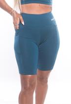 Bermuda cintura alta com bolso petróleo