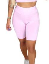 Bermuda cintura alta com bolso rosa