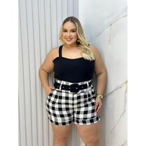 Bermuda com Cinto e Cropped Bengaline Plus Size - REF.9097